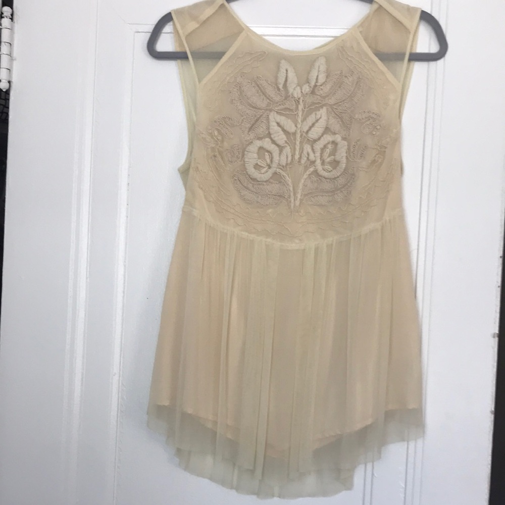 Boho mesh embroidered top